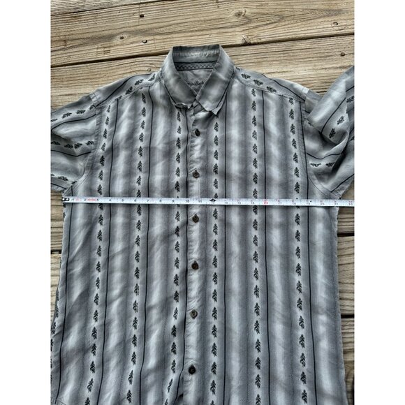 Tommy Bahama Long Sleeve Gray Black Striped Silk Button Up Shirt Mens Medium - Picture 4 of 7